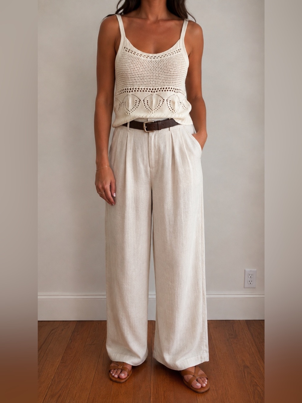☀️ Lucky Brand Cream Crochet Knit Tank—100% cotton
